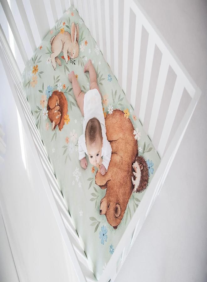 Rookie Humans Rookie Humans 100% Cotton Sateen Fitted Crib Sheet: Enchanted Meadow. Modern Nursery, Use as a Photo Background for Your Baby Pictures. Standard Crib Size (52 x 28 inches) - Image 2