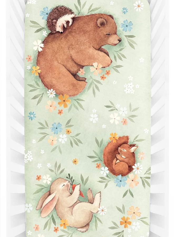 Rookie Humans Rookie Humans 100% Cotton Sateen Fitted Crib Sheet: Enchanted Meadow. Modern Nursery, Use as a Photo Background for Your Baby Pictures. Standard Crib Size (52 x 28 inches) - Image 3