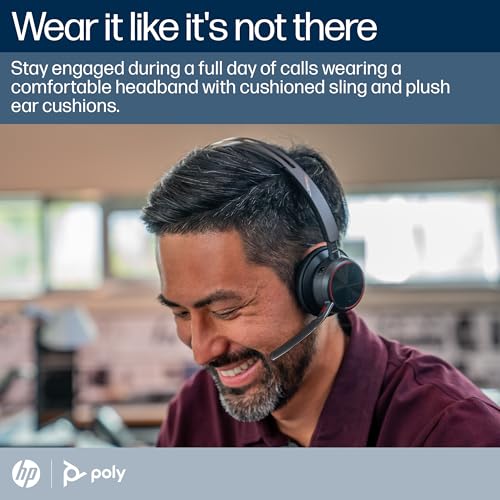 POLY Voyager Focus 2 UC Bluetooth Headphones with Mic & Charging Stand - ANC - Connect to PC or Mobile via Bluetooth - Microsoft Teams Certified - Includes BT700 USB-C to USB-A Adapter, Travel Case - Image 5