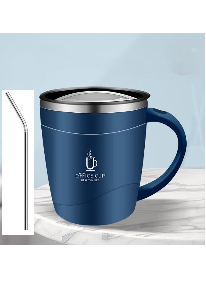 AROAQ Travel Coffee Cup, Hot and Cold High Capacity Travel Mug, Stainless Steel Reusable Leakproof Office Mug, Vacuum Insulated Double Wall Travel Tumbler for Hot Coffee, Blue (with Stainless Steel Straw)  - Image 1