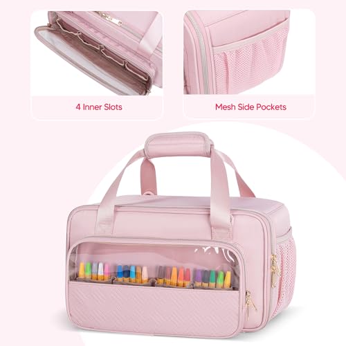 Prokva Marker Organizer Case Holding up to 216 Markers, Marker Storage Carrying Bag, Large Marker Holder with Shoulder Strap, Pink - Image 4