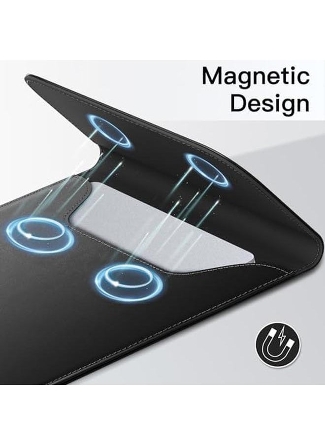 Jetech Slim Laptop Sleeve For Macbook Pro 14 Inch M4 M3 M2 M1 2021 2024 Pu Leather Case With Magnetic Closure Black  - Image 4