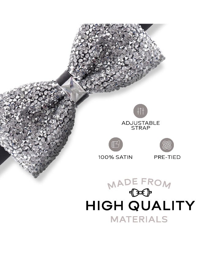 Bow Ties, Rhinestone Bow Ties for Men and Boys - Pre Tied Sequins Diamond Bow Ties Adjustable Length Suitable for Party Banquet Wedding Suitable for Tuxedo Dress Shirts - Image 3
