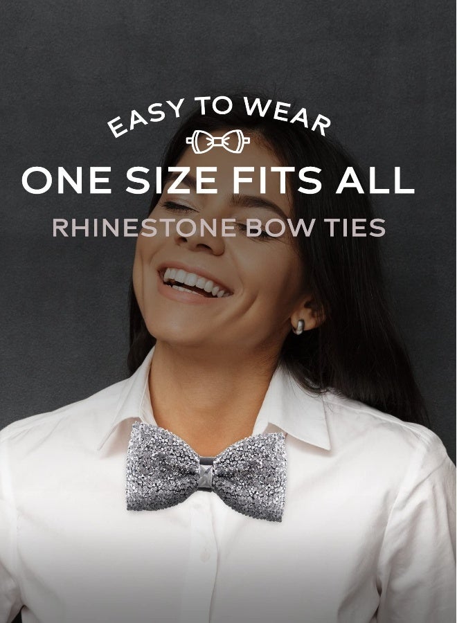 Bow Ties, Rhinestone Bow Ties for Men and Boys - Pre Tied Sequins Diamond Bow Ties Adjustable Length Suitable for Party Banquet Wedding Suitable for Tuxedo Dress Shirts - Image 5