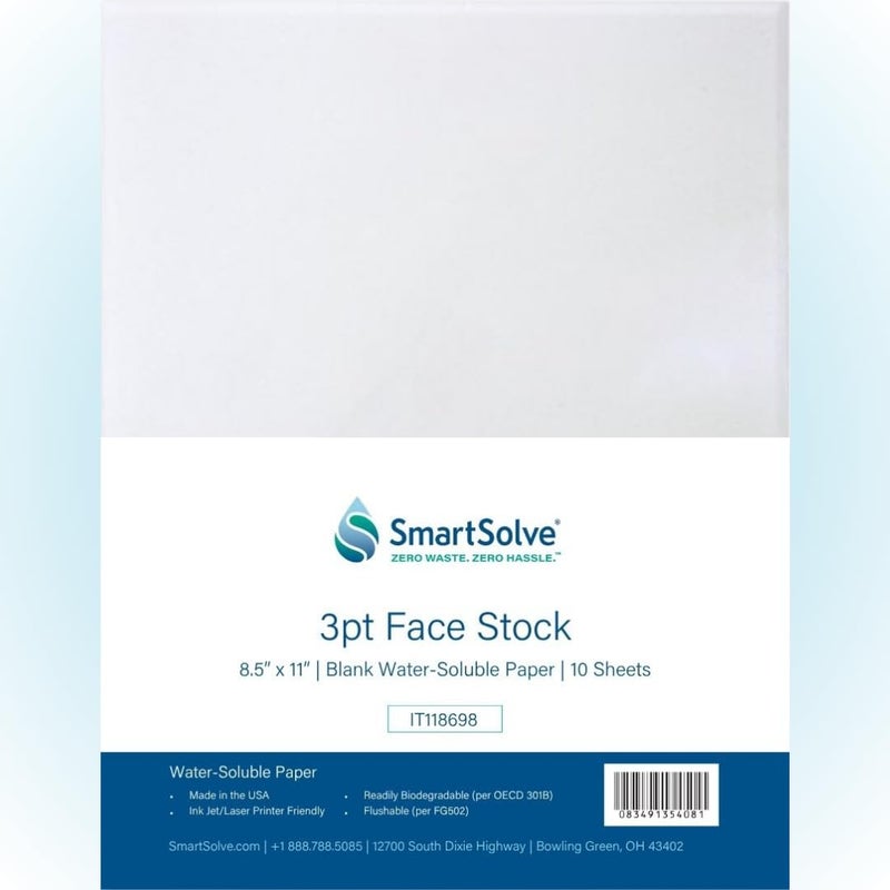 SmartSolve 3 pt. Water-Soluble Paper | Dissolves Quickly in Water | Biodegradable | Eco-Friendly | Printer Compatible | Crafts, Drawing, Notes | Letter Size, 8.5â€ x 11â€ | Pack of 10 White Sheets - Image 1