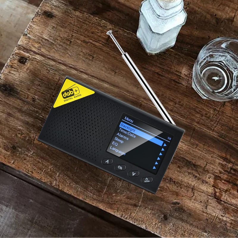 OUNA راديو الرقمي DAB وFM مع BT، راديو رقمي محمول قابل لإعادة الشحن لاسلكي مستقبل DAB+FM مع نظام صوت ستيريو، شاشة LCD، متعدد اللغات - Image 4