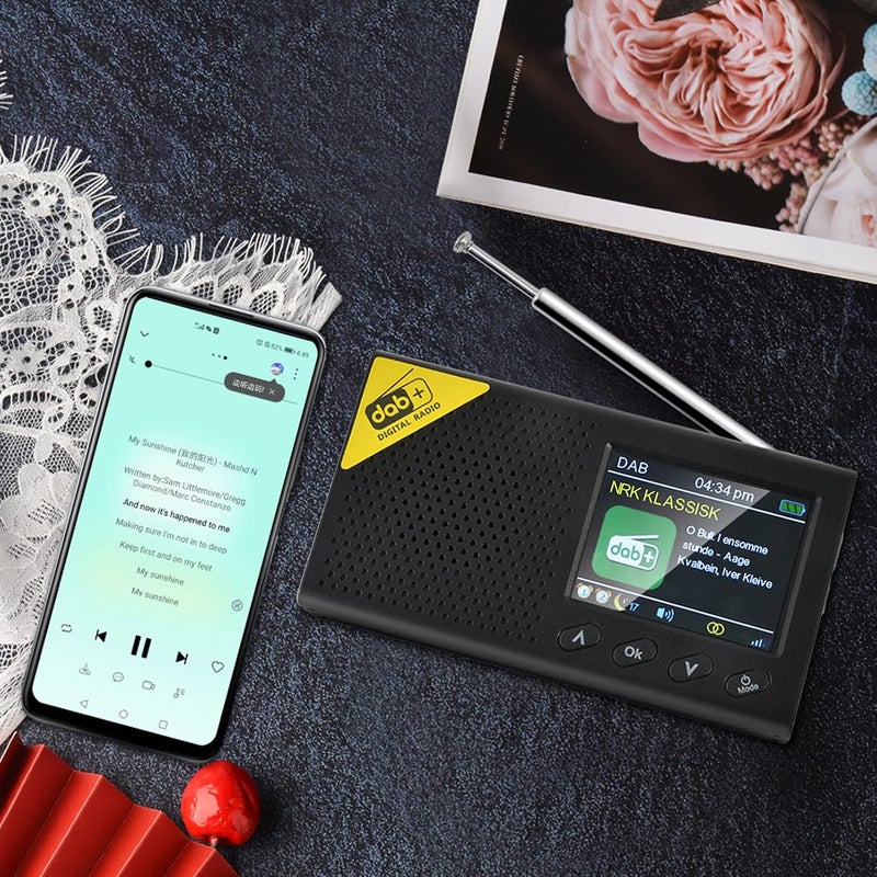 OUNA راديو الرقمي DAB وFM مع BT، راديو رقمي محمول قابل لإعادة الشحن لاسلكي مستقبل DAB+FM مع نظام صوت ستيريو، شاشة LCD، متعدد اللغات - Image 3
