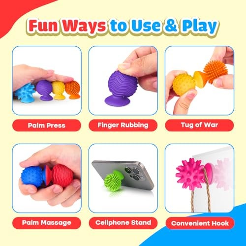 SMALL FISH Sensory Fidget Toys Kids Adults Qquiet Textured Suction Cup Toys for Kids with Autism Squishy Sensory Toys for Classroom Bath 8 Pack Calm Down Corner Supplies for Teens Travel Gifts for Students - Image 5
