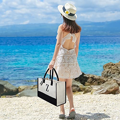 TOPDesign Embroidery Initial Canvas Tote Bag, Personalized Present Bag, Suitable for Wedding, Birthday, Beach, Holiday, is a Great Gift for Women, Mom, Teachers, Friends, Bridesmaids (Letter Z) - Image 5