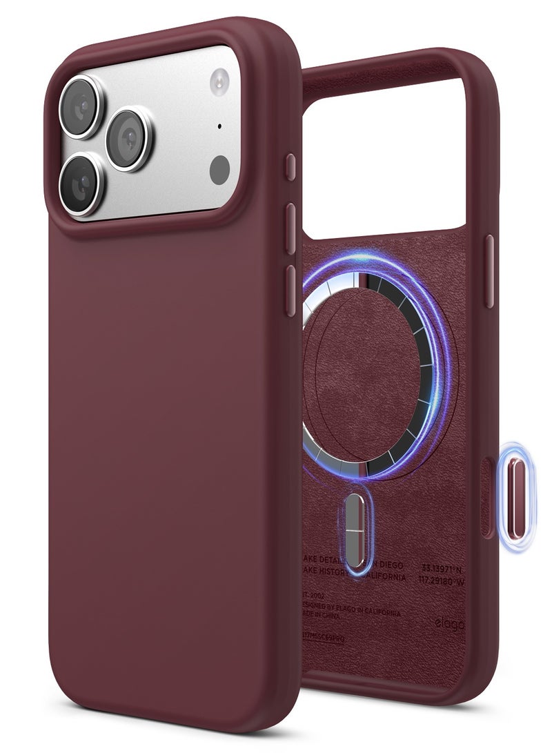 Elago Magnetic Liquid Silicone for iPhone 17 Pro MAX case cover [Camera Control Button Cover] compatible with MagSafe Shockproof - Burgundy - Image 1