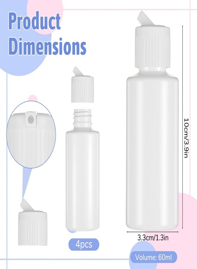 Xosjska 4 PCS Flip Top Bottles with Caps, Plastic Small Bottles for Liquids 2 Oz Travel Squeeze Bottle Empty Liquid Squeeze Bottle Refillable Travel Containers for Costmetic Conditioner Massage Oil Shampoo - Image 4