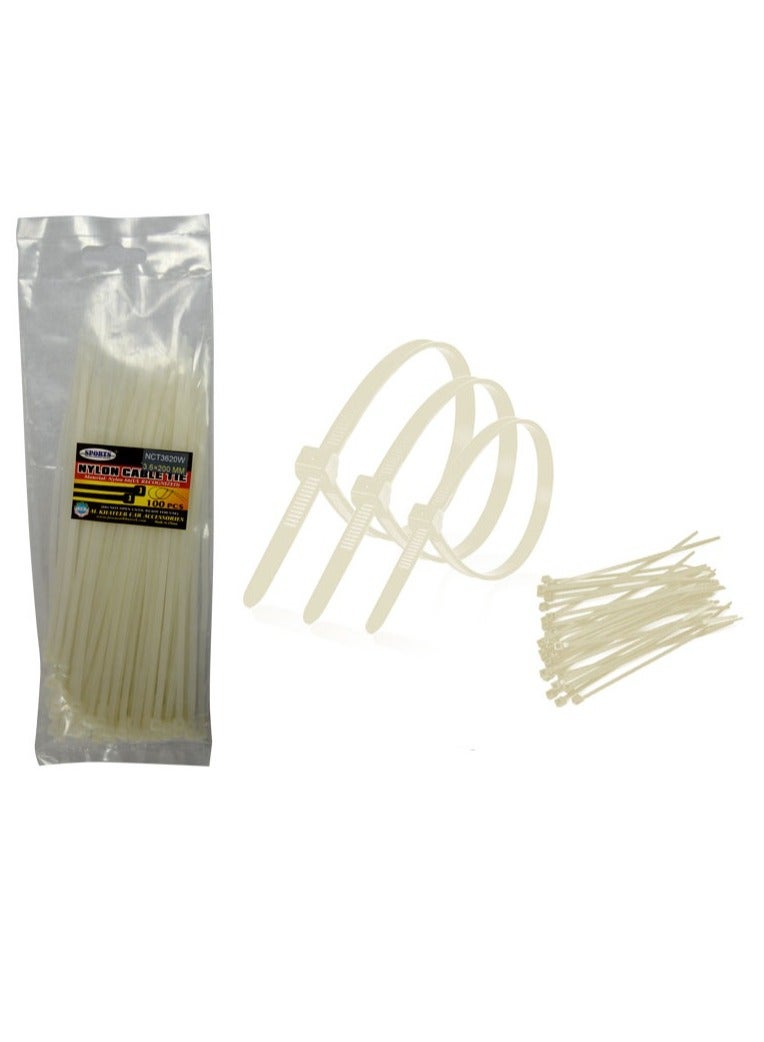 Al Khateeb Sports Design Car Zip Ties, 100 Pcs 3.6X200Mm Cable Tie