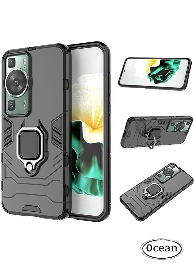 أوشن هواوي P60 برو الهاتف المحمول حالة ( أسود ) ، تبو المواد ، مع حلقي الغطاء الخلفي ، المضادة للانزلاق ، ومكافحة العرق ، وسادة هوائية رباعية - Image 1