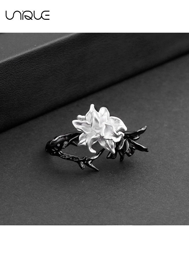 يونيك خواتم - أبيض وأسود خواتم ماندالا - خواتم زهور مزدوجة - خواتم فرنسية - بريميوم بسيط الأناقة - خاتم السبابة الاصبع - Image 3