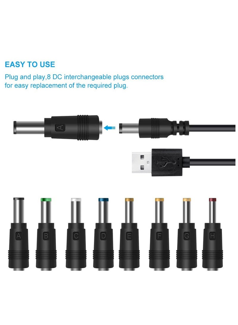 8 in 1 USB to DC 5V Power Cord 5.5*2.1 mm Plug Connector Charging Cable with 8 Connector Tips for Fan Speaker Router LED Lamp - Image 4