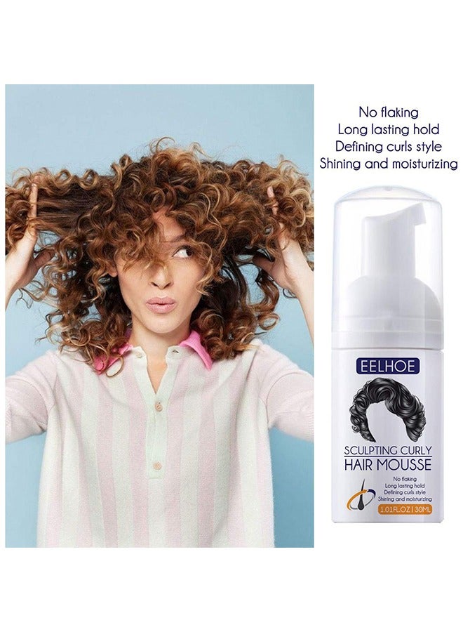 EELHOE Sculpting Curly Hair Mousse, Long Lasting Curls Defining Essence, Hydrating Nourishing Sculpting Hair Curling Mousse, Moisturizing No Flaking Curly Hair Repair Essence For Repair Damaged Roots - Image 5