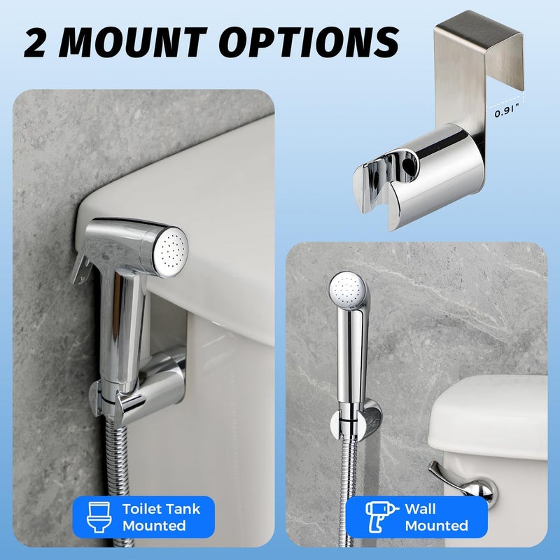 Shineforu Handheld Bidet Sprayer for Toilet, Bidet Sprayer Kit with Stainless Steel Hose for Feminine Wash, Adjustable Water Pressure Handheld Sprayer for Cloth Diaper Wash(Chrome) - Image 3
