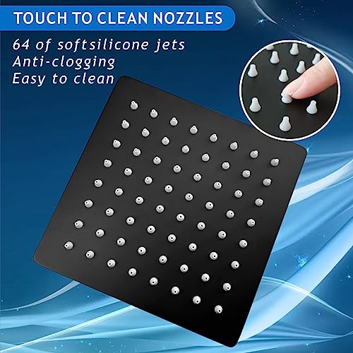 Voolan Rain Shower head, High Pressure Shower Head Made of 304 Stainless Steel, Relaxed Shower Experience Even at Low Water Flow and Pressure (6" Black) - Image 3