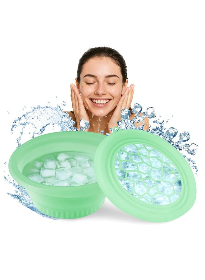 أوساويك الحوض الكبير لحمام الوجه الجليدي، حوض الوجه الجليدي القابل للطي مع صينية ثلج مدمجة، حوض حوض السيليكون الجليدي، حوض الوجه الجليدي البارد - Image 1