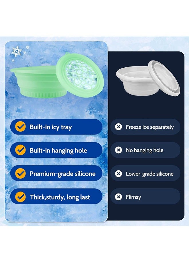 أوساويك الحوض الكبير لحمام الوجه الجليدي، حوض الوجه الجليدي القابل للطي مع صينية ثلج مدمجة، حوض حوض السيليكون الجليدي، حوض الوجه الجليدي البارد - Image 4