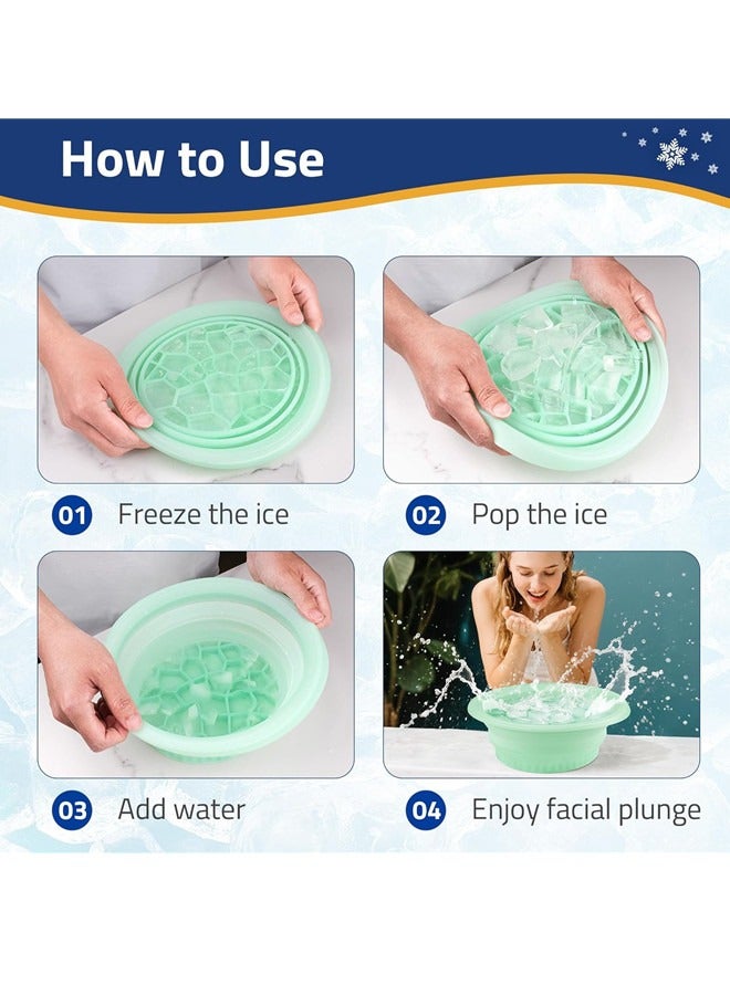 أوساويك الحوض الكبير لحمام الوجه الجليدي، حوض الوجه الجليدي القابل للطي مع صينية ثلج مدمجة، حوض حوض السيليكون الجليدي، حوض الوجه الجليدي البارد - Image 5