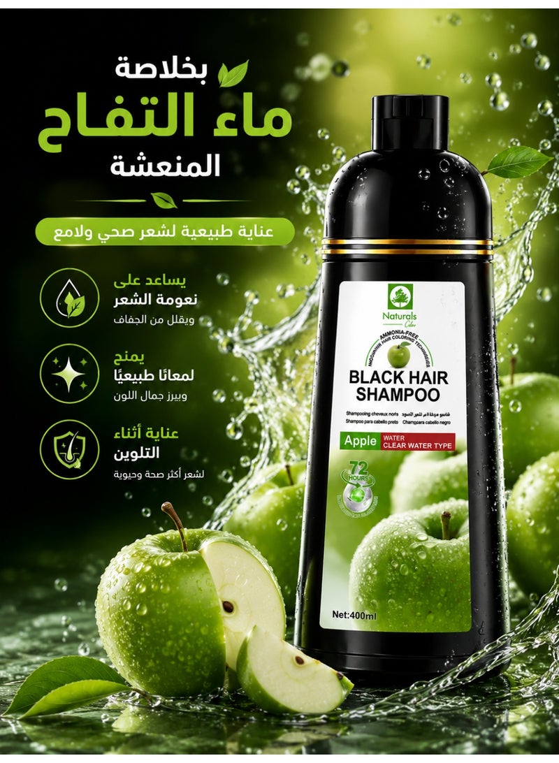 ناتشورالز شامبو صبغة شعر الأسود بخلاصة التفاح من ناتشورالز – تركيبة مائية لتغطية الشعر الأبيض وتلوين الشعر بسرعة بثبات يدوم حتى 72 ساعة – خالٍ من الأمونيا ولطيف على فروة الرأس – 400 مل - Image 4