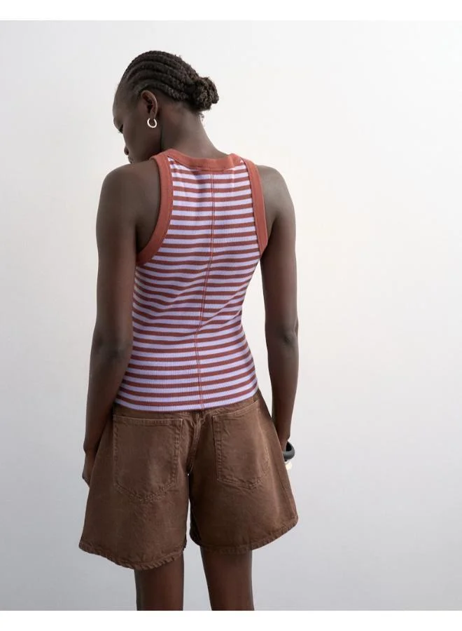 TOPSHOP Casual Sleeveless Ribbed Racer Vest