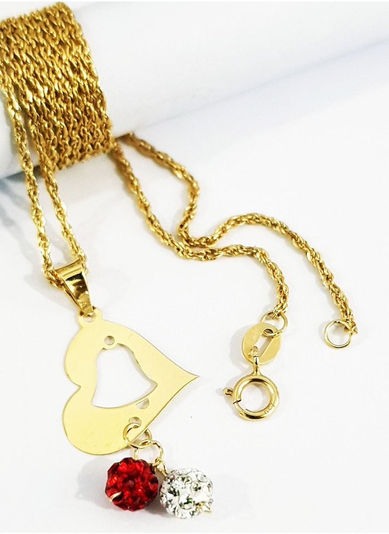 Hamsa.ae - 18K Pure Gold Heart Swarovski Design Necklace - Image 1