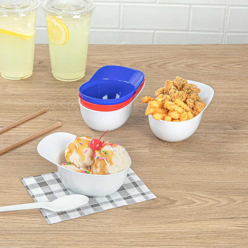 Restaurantware RestaurantwareMini Serve 85 Ounce Baseball Helmet Ice Cream Bowl 10 Disposable Sundae Bowls  Sturdy Stylish White Plastic Baseball Cap for Snacks Sports Themed Birthday Parties - Image 3