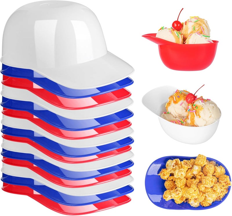 Restaurantware RestaurantwareMini Serve 85 Ounce Baseball Helmet Ice Cream Bowl 10 Disposable Sundae Bowls  Sturdy Stylish White Plastic Baseball Cap for Snacks Sports Themed Birthday Parties - Image 2