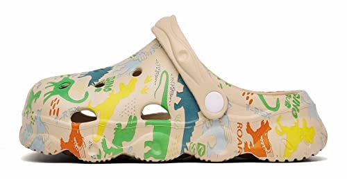 INMINPIN Kids Cute Clogs Cartoon Garden Shoes Boys Girls Slides Slippers Indoor Outdoor Children Water Shower Beach Pool Sandals,Beige A,5.5-6.5 Toddler,Kids - Image 2