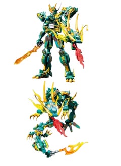 Mecha Gundam Assembled Robot Children's Educational Toy Boy Gift Model (Blue Dragon Holy Armor Transformable)