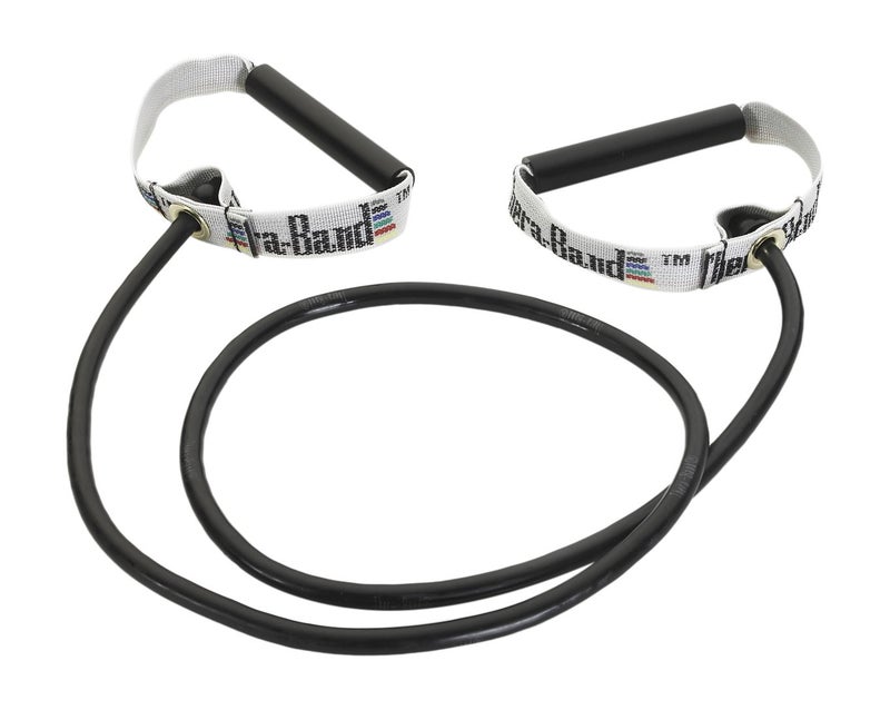 TheraBand ثيرا باند 21705 أنابيب مقاومة اللاتكس الاحترافية مع مقابض لتمارين الجزء العلوي من الجسم، إعادة التأهيل والتكييف، مقابض صلبة، ثقيلة خاصة، مستوى متقدم 1، 50"، أسود - Image 1