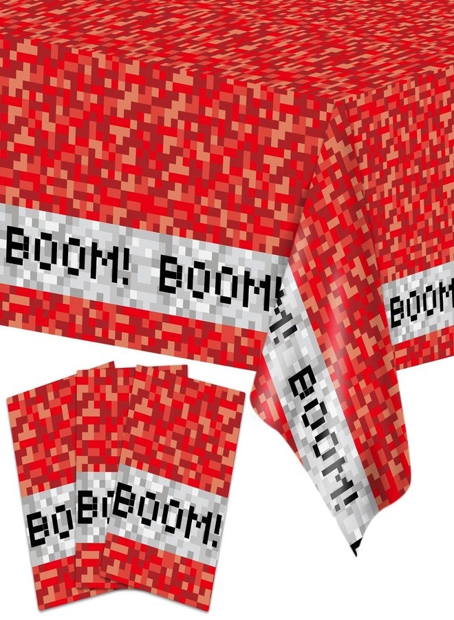 MinFyberd 3PCS Pixel Party Table Cover for Video Game Themed Birthday Decoration Pixel Gaming Birthday Tablecloth Waterproof Gamer Mining Tablecloth for Kids Gamer Mining Party Supplies Decorations - Image 1