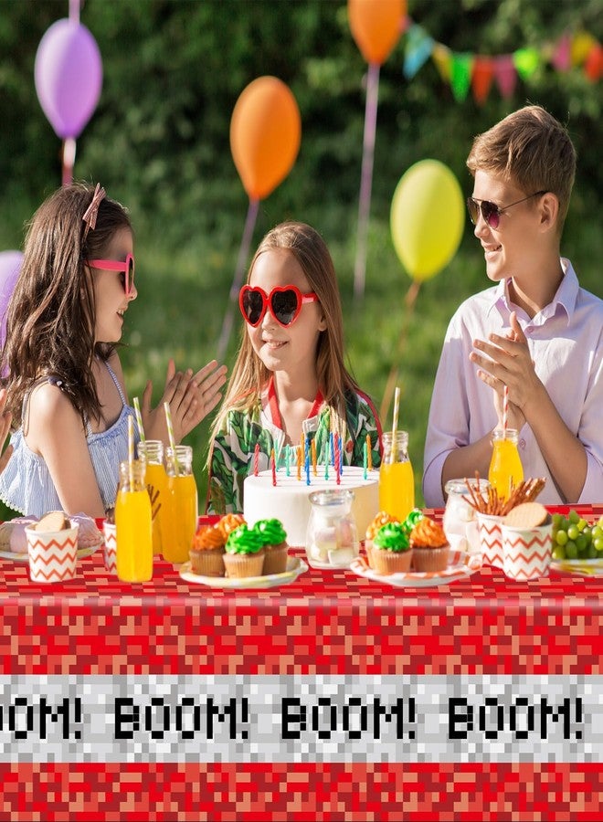 MinFyberd 3PCS Pixel Party Table Cover for Video Game Themed Birthday Decoration Pixel Gaming Birthday Tablecloth Waterproof Gamer Mining Tablecloth for Kids Gamer Mining Party Supplies Decorations - Image 5
