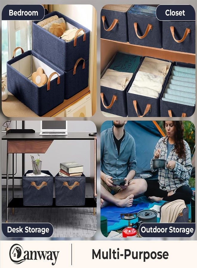 CANWAY 6 Pieces Wardrobe Organizer, 26L Foldable Clothes Organiser with Handles for Closet, Drawer & Shelf | Cloth Box for Clothes & Blankets | 47×27×20 cm (Blue) - Image 5
