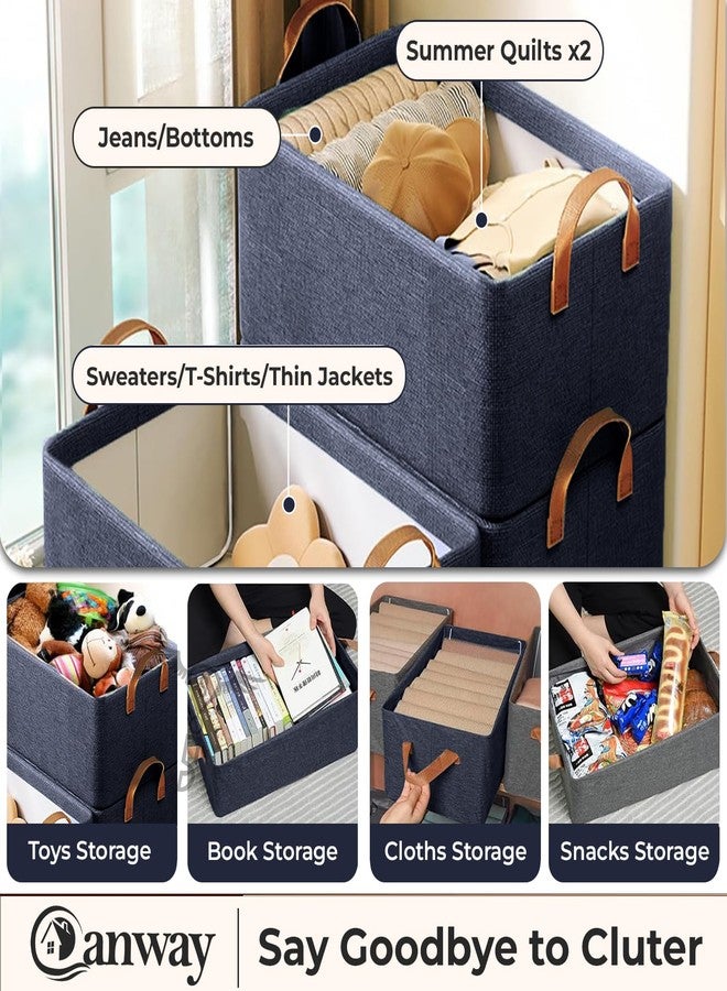 CANWAY 6 Pieces Wardrobe Organizer, 26L Foldable Clothes Organiser with Handles for Closet, Drawer & Shelf | Cloth Box for Clothes & Blankets | 47×27×20 cm (Blue) - Image 4