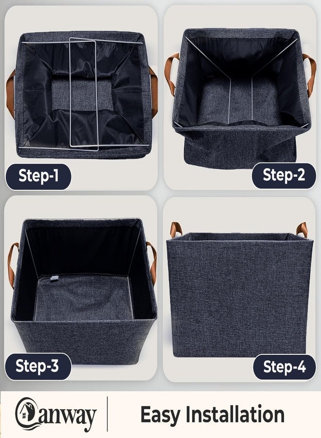 CANWAY 6 Pieces Wardrobe Organizer, 26L Foldable Clothes Organiser with Handles for Closet, Drawer & Shelf | Cloth Box for Clothes & Blankets | 47×27×20 cm (Blue) - Image 3