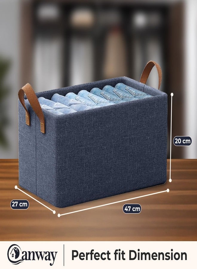 CANWAY 6 Pieces Wardrobe Organizer, 26L Foldable Clothes Organiser with Handles for Closet, Drawer & Shelf | Cloth Box for Clothes & Blankets | 47×27×20 cm (Blue) - Image 2