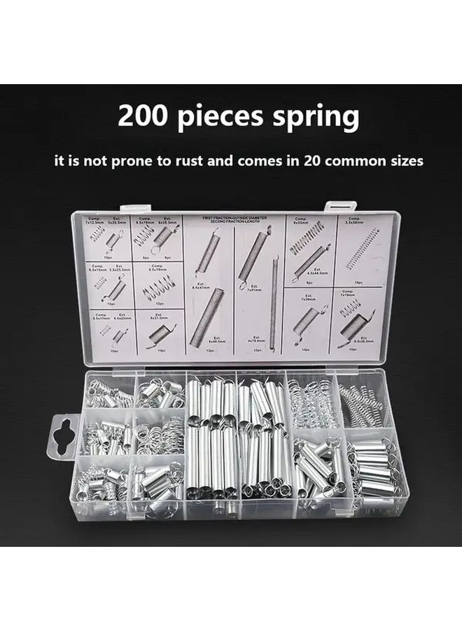 Metal Spring Set 200 Pieces Compression Tension Springs with Storage Box for DIY Industrial Use - Image 2