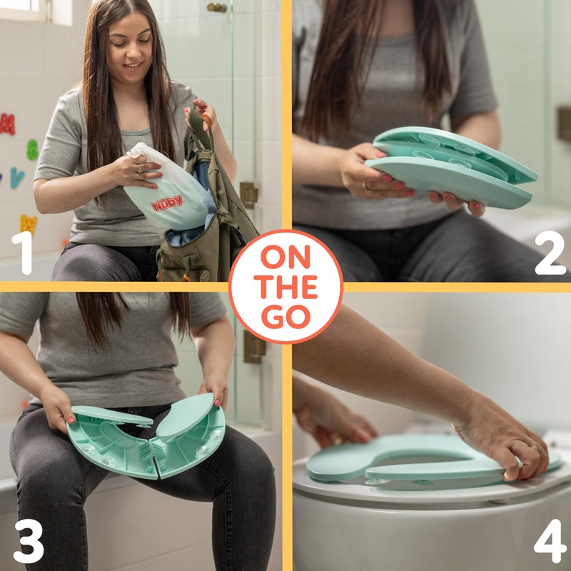 Nuby Folding Potty Seat and Bag - Toddler Travel Essential - Travel Toilet Seat for Toddlers 18+ Months - White - Image 5