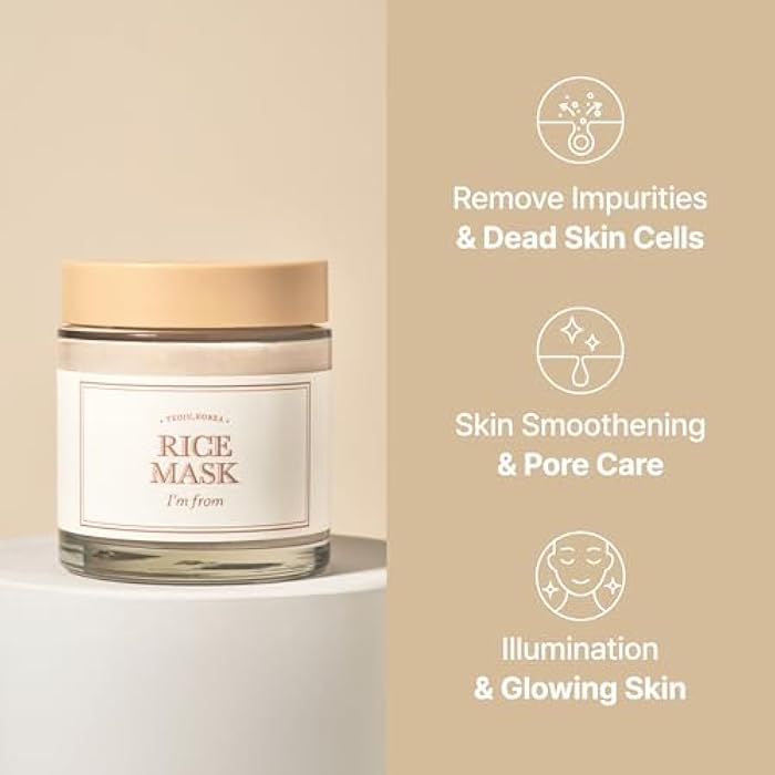 I'm from Rice Mask 3.88 Oz, Gentle Exfoliating Wash Off Facial Mask for Dull, Rough Skin, Pore Clearing, Remove Dead Skin Cells, Uneven Skin Tone, Smooth Skin, Moiustirinzg, Radiant - Image 2