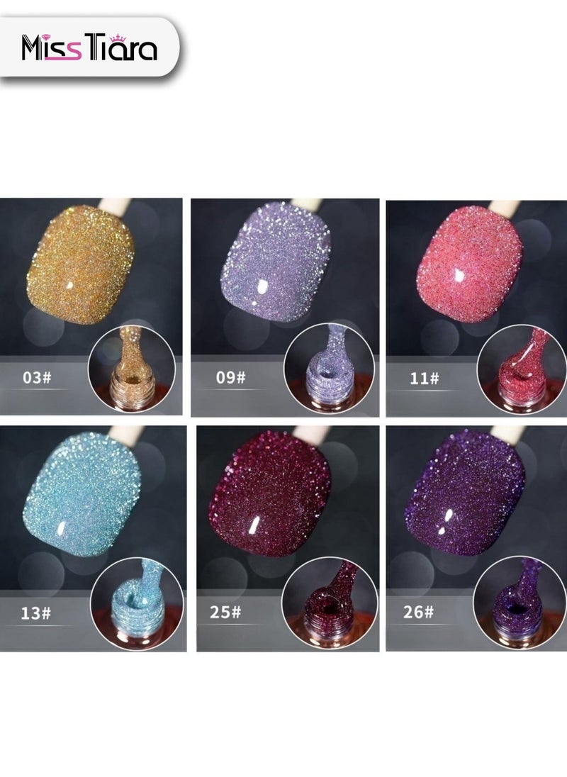 MissTiara 6-Piece UV and LED Sparkly Glitter Nail Polish Gel Set  - Image 4