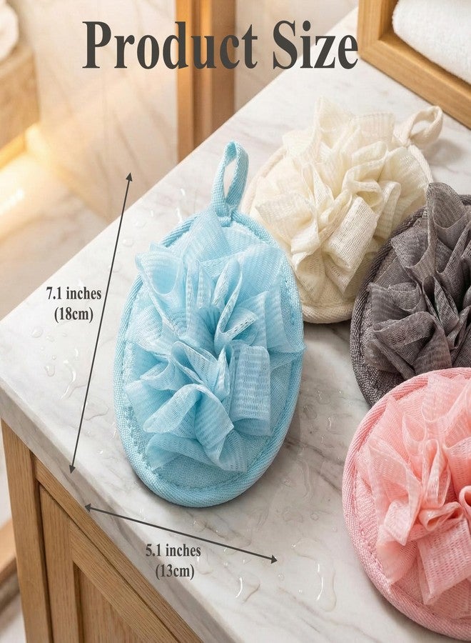 PASDUCHAS 4 Pack Shower Loofah for Women, Washable Travel Loofah Set, Mesh Body Scrub Bath Pouf Sponge Pad - Image 2