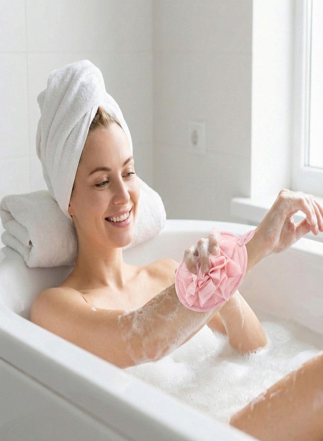 PASDUCHAS 4 Pack Shower Loofah for Women, Washable Travel Loofah Set, Mesh Body Scrub Bath Pouf Sponge Pad - Image 5