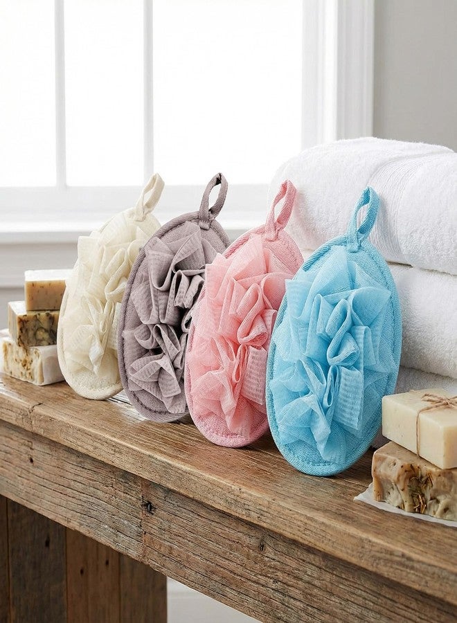PASDUCHAS 4 Pack Shower Loofah for Women, Washable Travel Loofah Set, Mesh Body Scrub Bath Pouf Sponge Pad - Image 4