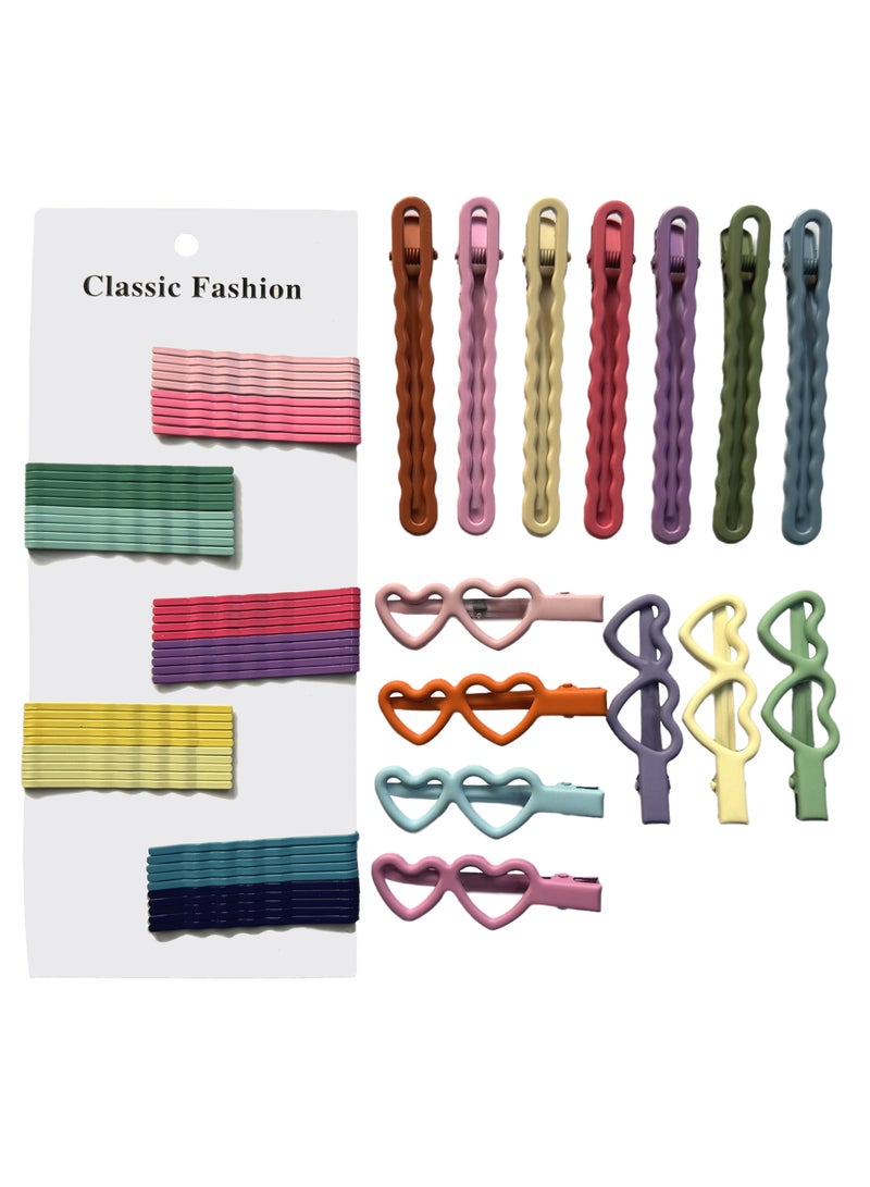 Generic 64-Piece Colorful Hair Clips Set for Girls & Kids - Heart, Wave, and Classic Barrettes, Fun Hair Accessories for Toddlers and Children  - Image 1