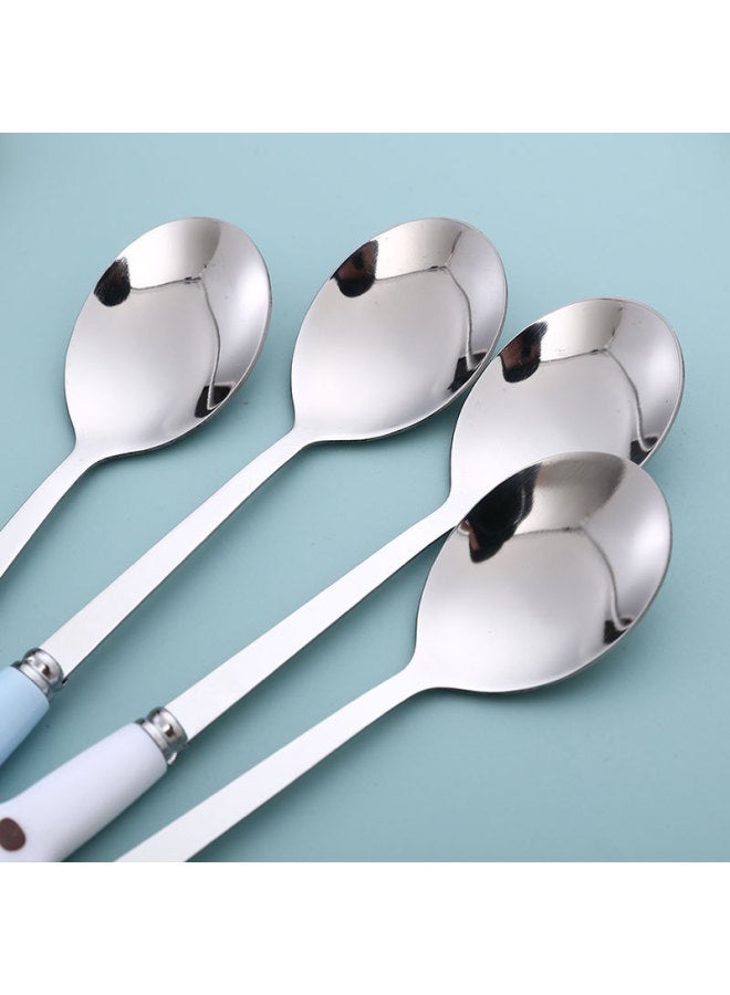 Imitation Ceramic Cartoon Cat's Claw Stainless Steel Spoon Creative Tableware Fork Children Cute Dining Spoon Household Wholesale-Color:White-Short Spoon - Image 3