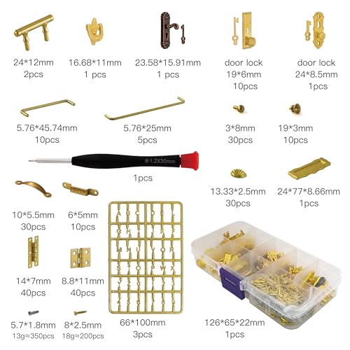 iland Miniature Dollhouse Accessories of Miniature Hinges Dollhouse Handles Hardware 20 Kinds Over 700 pcs - Image 5