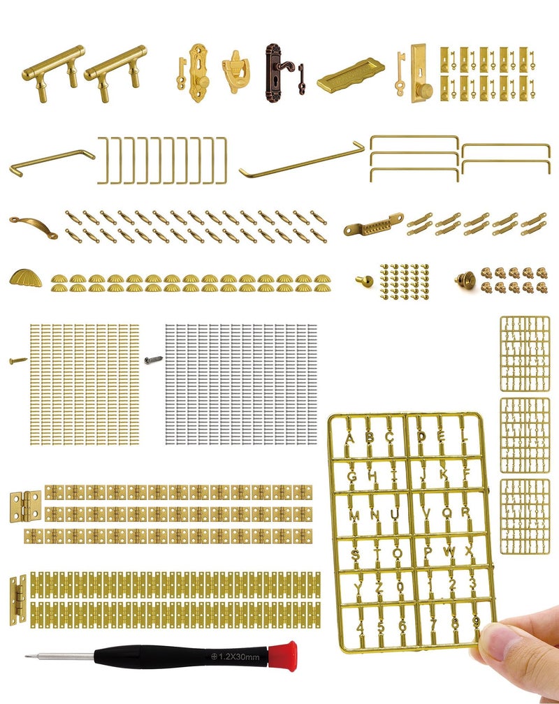 iland Miniature Dollhouse Accessories of Miniature Hinges Dollhouse Handles Hardware 20 Kinds Over 700 pcs - Image 3